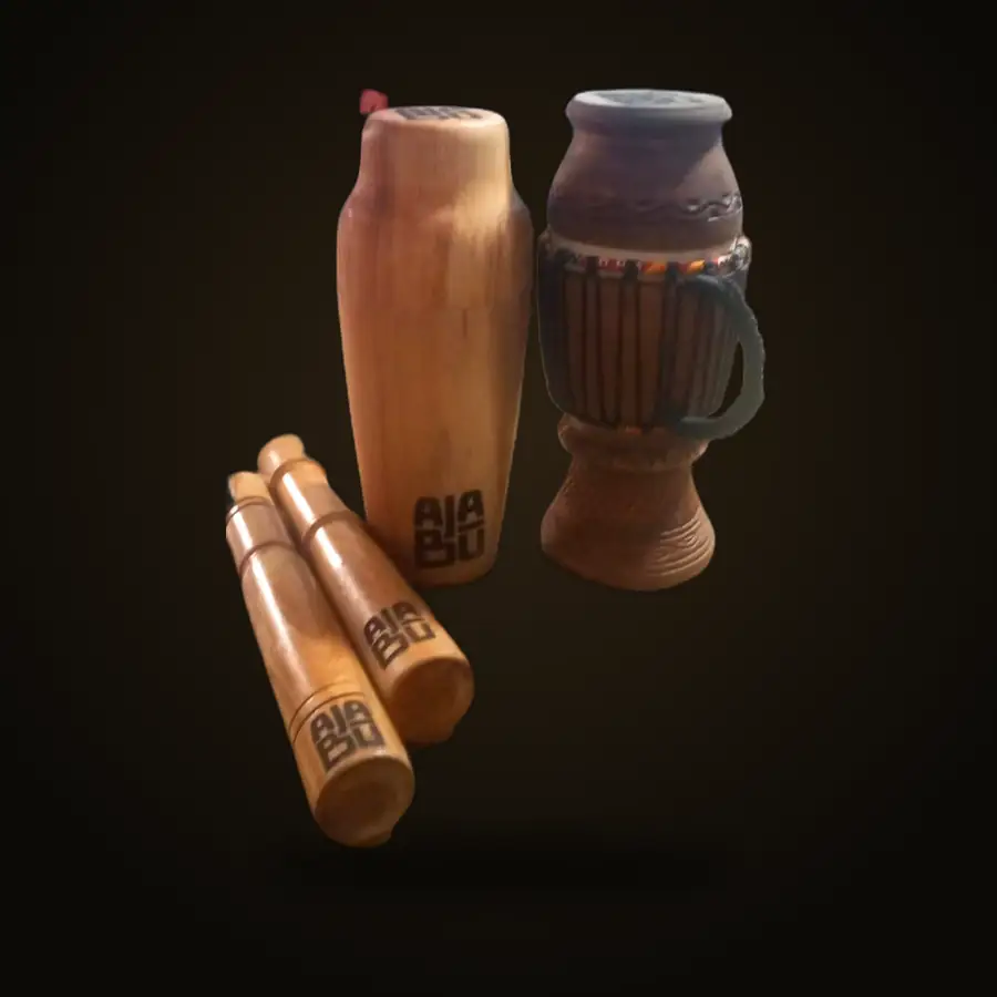 Branded shaker, muddlers and drum vessel for AJABU