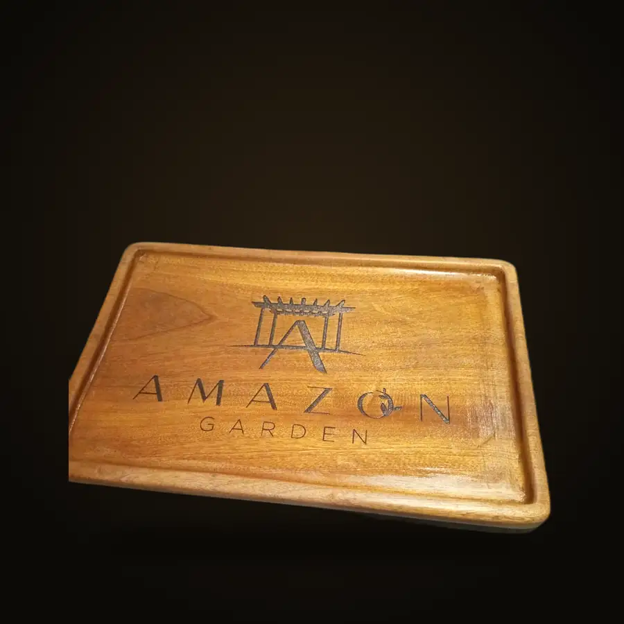 Engraved serving board for Amazon Garden