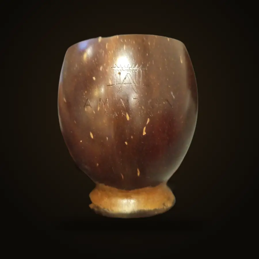 Coconut-shell goblet engraved for Amazon Garden
