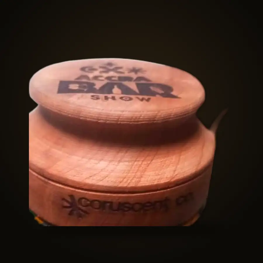 Engraved drum vessel — Accra Bar Show commission
