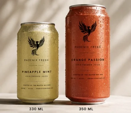 330ml and 350ml cans side by side